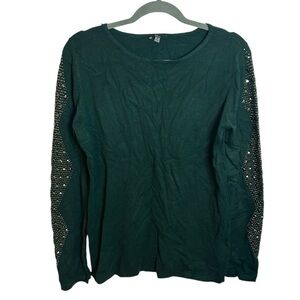 Milano Studded Forest Green Dolman Sweater